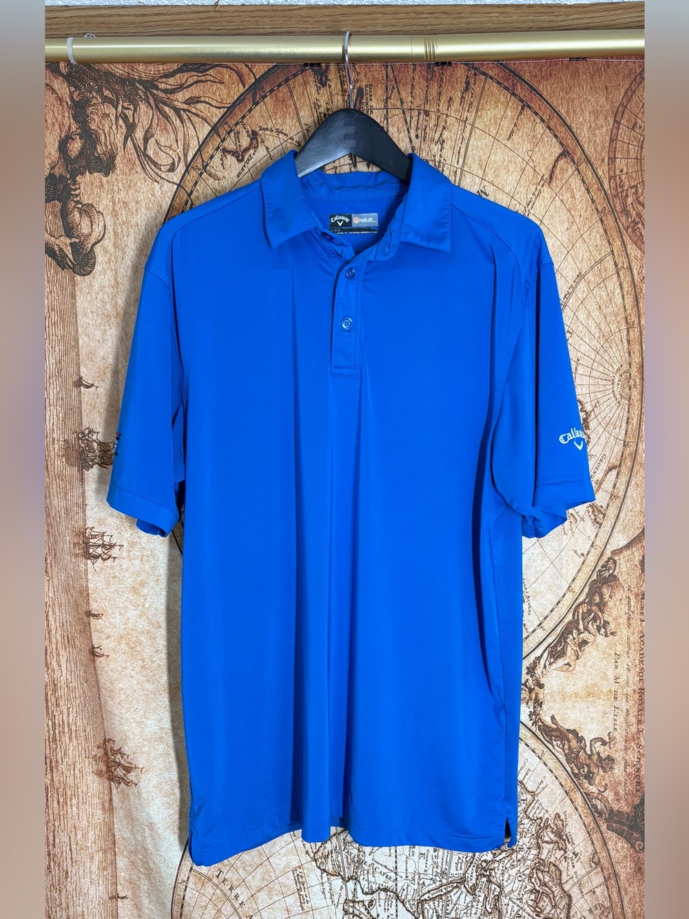 Men’s Sz Large Callaway Polo Shirt Royal Blue Golf Performance Moisture Wicking
